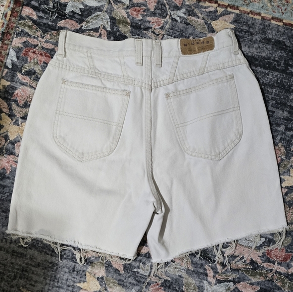 Vintage Rider Cut Off Long White Denim Jorts Shorts - Picture 2 of 4